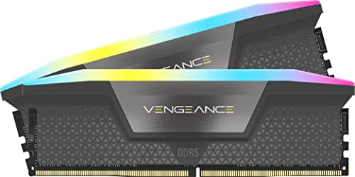 CORSAIR Vengeance RGB DDR5 16GB (2 x 8GB) Bis zu 5200MHz AMD Intel RAM | Arbeitsspeicher für Gaming-PCs, Kompatibel mit AMD EXPO und Intel XMP 3.0, CL40, Grau, CMH16GX5M2B5200Z40