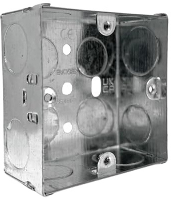 Evoges Single Metal Back Box, 35mm, 1 Gang, 1.0mm Thickness for Electrical Sockets Switches, BS4662 Standard (Pack of 2)