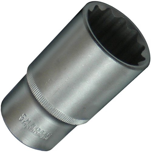Alkan 27 mm 1/2 Antrieb Vielzahn Stecknuss lang 12-kant Nuss | Langer Doppel-6-kant Steckschlüssel-Einsatz aus Chrom-Vanadium-Stahl, 12-kant Nuss für Ratsche & Werkstatt