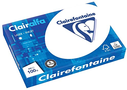 Clairefontaine 1951C - Ries Druckerpapier / Kopierpapier Clairalfa, extraweiß, DIN A3, 100g, 500 Blatt, Weiß, 1 Ries