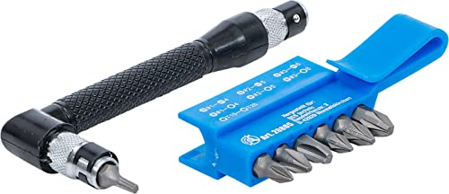 BGS Diy 20805 | Angled Screwdriver with 7 double ended bits | 6.3 mm (1/4) Drive | 8 pcs.