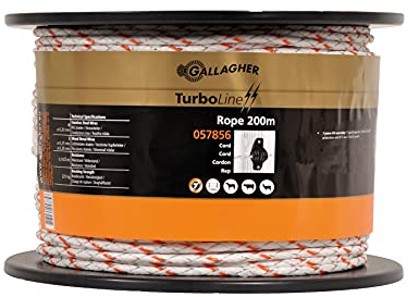 Gallagher TurboLine Braided Rope 200m - 8 Stainless Steel and 3 Copper Conductors - White Colour