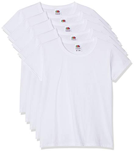 Fruit of the Loom 5 Kinder T-Shirts Valueweight 104 116 128 140 152 Diverse Farbsets auswählbar 100% Baumwolle (140, Weiss)
