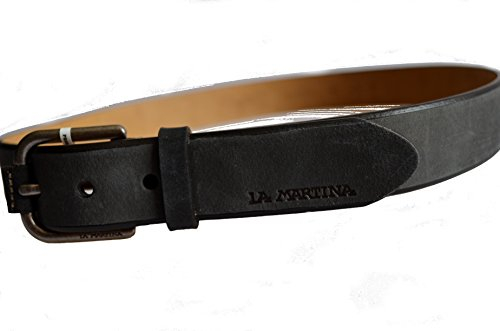 Cintura Pelle La Martina Uomo Herren Gürtel Pelle 100% Leder Schwarz 023B39 Taglia 95
