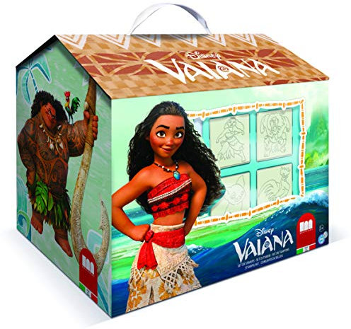 Multiprint Casetta 7 Timbri per Bambini Disney Oceania, 100% Made in Italy, Set Timbrini Bimbi Personalizzati, in Legno e Gomma Naturale, Inchiostro Lavabile Atossico, Idea Regalo, Art.09911