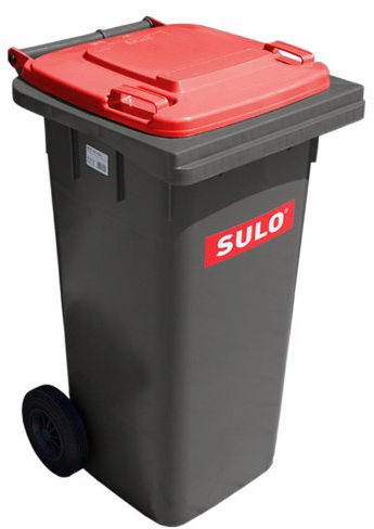Conteneur à ordures SULO MGB 120 L, Gris/couvercle Rouge (22159)