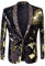 PYJTRL Herren-Blazer mit 2 Farben und glänzenden Pailletten (L, Schwarz/Goldfarben)