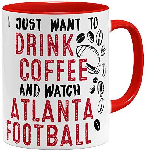 OM3® - Atlanta-Coffee - Tasse | Keramik Becher | American Football Mug | 11oz 325ml | Beidseitig Bedruckt | Rot