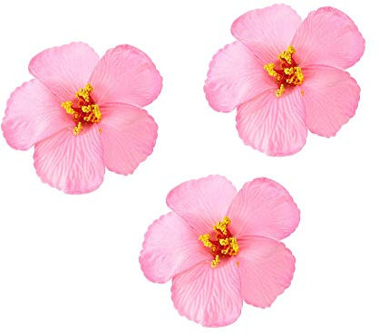 FRECI Hawaiianische Hibiskusblüten für Hawaiianische Luau-Tischdekoration, Partyzubehör, Rosa, 3 Stück
