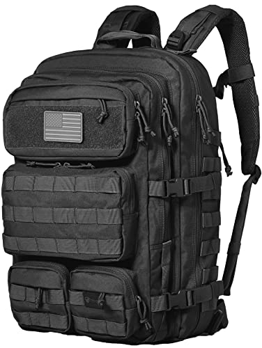 Tactical Backpack For Men - Military Backpack - Bug Out Bag - Hydration Ready 50L Heavy Duty Waterproof Black Tactical Backpack - Molle Backpack, Police Backpack, Survival Backpack