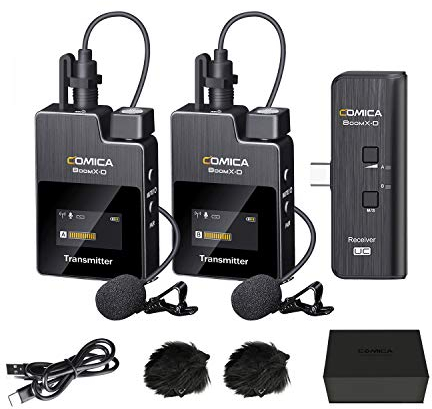 COMICA Drahtloses Mikrofon, BoomX-DUC2 2.4G kompakte drahtlose Mikrofonsystem für USB C Smartphone und Laptop, Perfect for Vlogging Podcast Interview YouTube Facebook Live-Stream