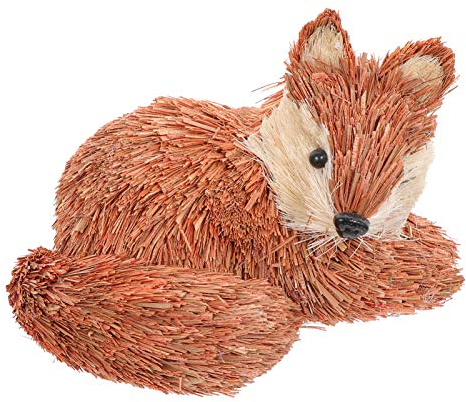 VOSAREA Outdoor Decor 1pc Straw Standing Rabbit Ornament Shelf Indoor Rustic Home Decor