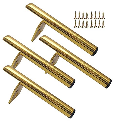 4 Pcs Replacement Furniture Legs, Table Legs Metal 13cm 15cm 18cm 20cm, Black/Gold/Silver, Modern Cabinet Sofa Coffee Table Desk Tv Cabinet Support Legs, Diy Furniture Feet,Gold-20cm(7.9in)