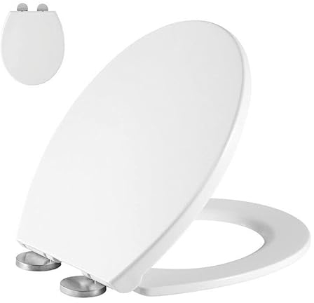 Sedile WC con chiusura rapida Soft Close per una facile pulizia, Copriwater Plastica, ovale, universale, con cerniere in acciaio inox, antiscivolo, design moderno, portata massima 180 kg