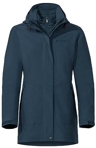 VAUDE Idris III 3-in-1 Parka Damen – Damen-Winterjacke wasserdicht, winddicht & atmungsaktiv mit Eco-Finish, Damen-Doppeljacke mit wärmender Hybrid-Innenjacke – in Blau, Größe: 50