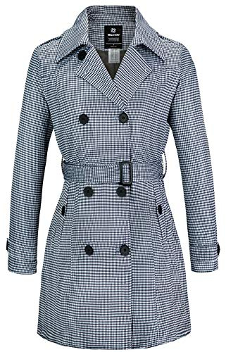 Wantdo Damen Frühling Jacke Winddichte Cabanjacke mit Schulterknöpfen Schulterklappen Slim Fit Lange Jacken Verstellbare Gürtel Mantel Mehrfarbig 40