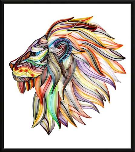 CRAFTiDA Quilling Paper Quilling Kits for Adults Paper Filigree Kit with Paper Quilling Tools and EVA Pattern Board DIY Handmade 40x50cm (Lion)