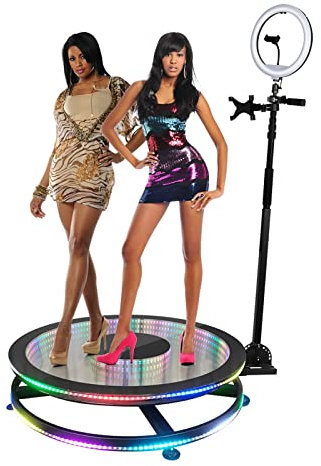 360 Photo Booth Machine, Spin Camera & Video Selfie Booth with LED Light, APP/Remote Control Auto 360 Rotating Camera Booth for Party, Live Broadcast