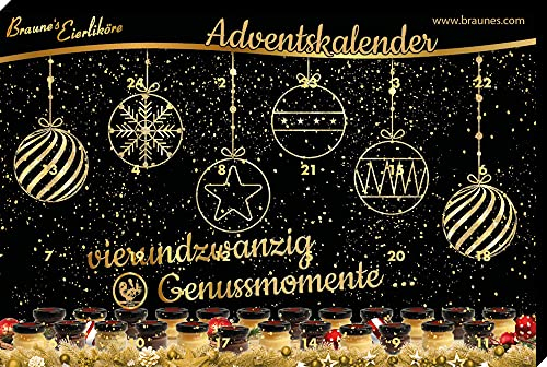 Adventskalender Braunes Eierlikör 2025 – Motiv Winterzauber – 24 x 25 ml Eierlikör Sorten (14% Vol.) – Weihnachtskalender mit Eierschnaps – Geschenkidee zu Weihnachten