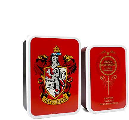 Harry Potter Juego de 2 fiambreras Gryffindor, recipientes reutilizables para alimentos, recipientes pequeños para almuerzo, plástico sin BPA