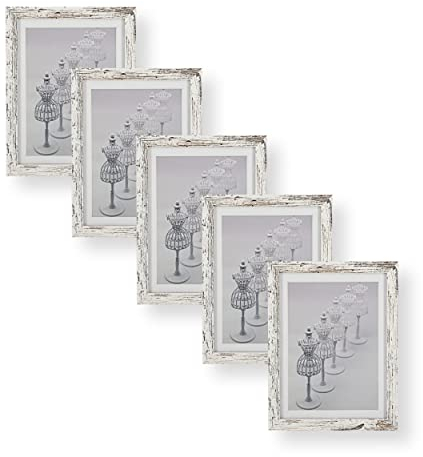 Wackadoo 5er Set Bilderrahmen, FSC MDF Holzrahmen Fotogalerie Glasscheibe Fotorahmen mit Glasscheibe Collage (13 x 18 cm, Island)