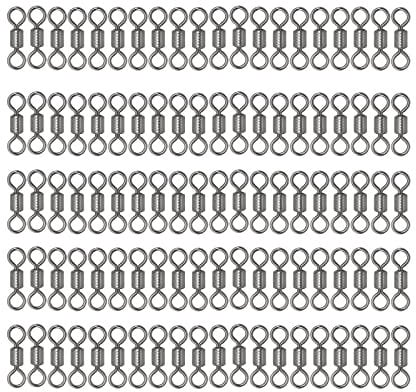 100 Pcs Fishing Barrel Swivel, Rolling Fishing Connector Swivels, Hook Line Connector Fishing Accessories for Freshwater Saltwater, #7