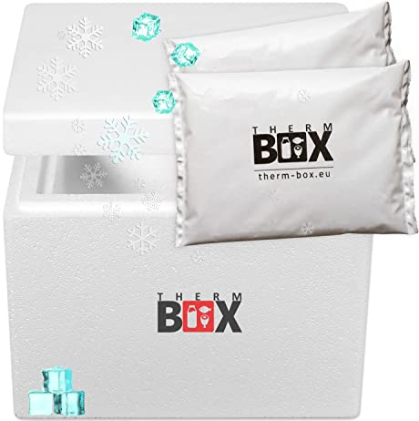 Therm-Box Styroporbox 13W mit 2X Kühlakku für Kühlbox 13,2L Innen: 30x20x22cm Transportbox Thermobehälter Wiederverwendbar