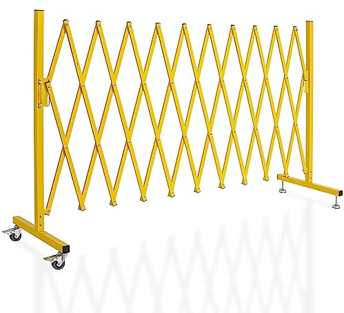 OUUTMEE Scherengitter ausziehbar, maximaler Breite 330cm x Höhe 120 cm, Teleskop-Tor, Baustelle/Bahnhof/Schule/Garage, Gitter-Akkordeon-Zaun, Zauntor (leicht, kompakt) Gelb
