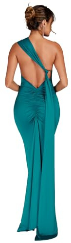 ABYOVRT Sexy rückenfreies Damenkleid, figurbetont, ärmellos, offener Rücken, Maxikleid, formell, Cocktailkleid, Hochzeitsgäste, B-grün, Klein