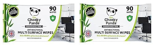 The Cheeky Panda Bamboo Antibacterial Wipes | Pack of 180 Biodegradable Wipes | Perfect For Cleaning & Disinfecting Surfaces