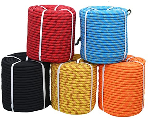 LQSSA Corde D'Escalade Statique 10Mm de Diamètre,Longueur 30M Accessoire de Randonnée Très Résistant Corde À Outils/Orange/10Mm 30M