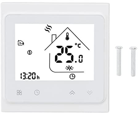 Termostato Per Riscaldamento, Controllo del Sistema di Acqua Calda in ABS Pulsante a Sfioramento Spegnimento Retroilluminato Memorizzazione dei Dati con Ampio Display LCD Per Il Controllo della Temper
