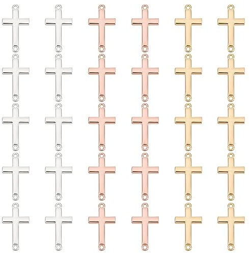 PH PandaHall 30 Stücke 3 Farben Kreuz Anhänger Links Kleine Mini Kreuz Charme Messing Kruzifix Kreuz Metall Charme Kreuz Charms Für Ostern Armbänder Schmuck Erkenntnisse Machen Zubehör DIY Halskette