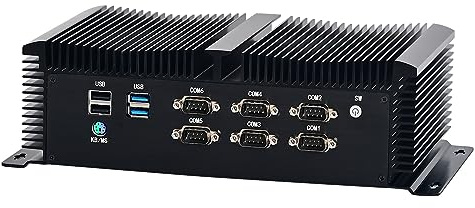 HSIPC Comet Lake i5 Quad Core 10200H industrail PC, Fanless PC, IPC with 8G RAM 128G SSD 6 COM, 3 HDMI, 2 GBE, GPIO, USB WiFi Included