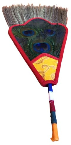 Terrapin Trading Moine bouddhiste népalais en plumes de paon Bhumpa – Brosse à insectes à main pour mantra religieux et méditation