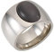 Mesnt Edelstahl Ring Frauen, Edelstahl 15MM breiter Ring mit ovalem Stein für Frauen Silber Schwarz, Größe 54 (17.2)