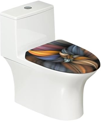 COEQINE 3D Retro Blume WC Deckel Abdeckung Set Braun Boho Blumendruck Badezimmer Dekoration WC Sitz Abdeckung mit elastischem Rand