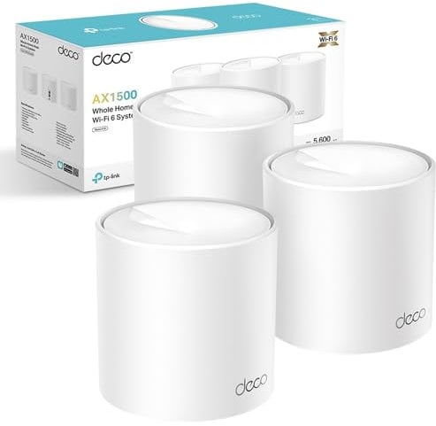 TP-Link Deco X10 (3-Pack) AX1500Mbps Whole Home Mesh WiFi 6 System, Coverage up to 5600ft², Easy Setup, Router, Extender Booster for Gaming & 4K, Alexa & Google Home Compatible