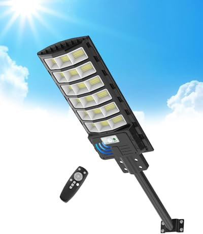 Sararoom 600W Solar Straßenlaterne, 594 LED Strassenlaterne Außenleuchte, Solarlampen für Außen mit Bewegungsmelder - 6500K IP65 Wasserdicht Solarstrahler Sicherheitsleuchte für Garten Garage Hof Wege