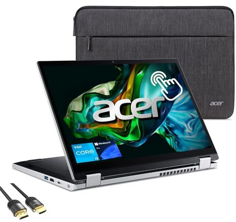 Acer Aspire 3 Spin Convertible 2 en 1 Laptop, Pantalla Táctil WUXGA de 14, 8-Cores i3-N305, 8GB RAM, 2TB PCIe SSD, Webcam, WiFi 6, Bluetooth, HDMI, USB-C, Teclado de US, PDG HDMI Cable, Win 11 Pro