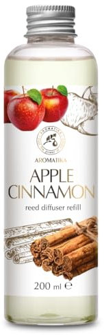 Raumduft Nachfüllflasche Apfel-Zimt 200ml - Natürlichem Ätherischem Zimtöl - Nachfüller für Duftdiffusor - Lufterfrischer - Raumbeduftung - Frischer und Langanhaltender Aroma - Zimmerduft