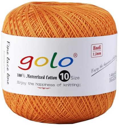 golo Crochet Thread Size 10 Cotton Yarn for Tatting Lace Thread Gold Yarn 632