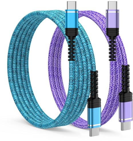 USB C to USB C Fast Charger Cable,60W 6FT+3FT Type C to C Samsung Phone Charge Cable Fast Charging Lead for Samsung Galaxy S25 S24 Ultra S23 S22 S21 A15 A35 A54 A55 Z Flip 6,iPhone 16 15 Pro Max,Pixel