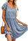 HOTOUCH Womens Dresses Summer Casual Short Sleeve V Neck Dress for Women Ladies Ruffle Tiered Dress with Pockets Flower Blue M