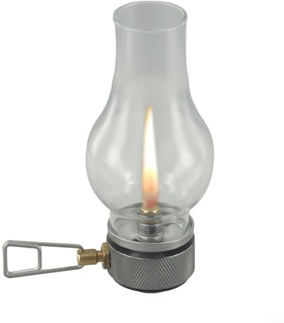 Gettimore Tragbare Gaslaterne, Camping-Licht, verstellbare Flamme, Outdoor-Zeltlampe, atmosphärische Beleuchtung, Kupferglaskonstruktion, Wanderausrüstung (Gaslampe)