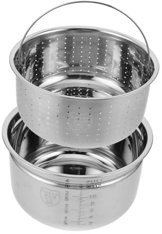 KOCKSHION 1ensemble Cuve Intérieure Acier Inoxydable Pour Cuiseur à Riz Avec Panier De Drainage Et Séparation Riz-soupe Facile à Nettoyer Et