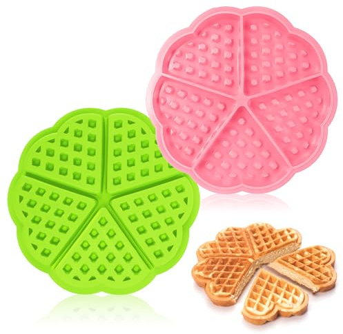 2er-Set Air Fryer Waffelformen, HerzföRmige Silikonbackformen Air Fryer Waffelformen, 5 Geschlitzte LöCher Antihaft-Silikonmaterial Waffelformen FüR Muffins Und Waffeln, Backdekorationswerkzeuge