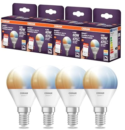 Osram SMART LED P40 Miniball E14 4.9W ZigBee Tunable White | SMART+ ZIGBEE Tunable White Classic, LED Lamps, Weiß, 47 mm dia, 20000 h, 4-Pack