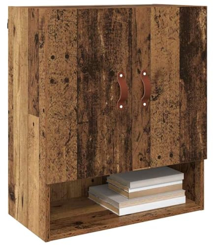 vidaXL Wall Cabinet Old wood 60 x 31 x 70 cm Engineered wood, Bathroom, Rectangular, Modern Mounted Cabinet, Ample Storage Unit, Durable Indoor Organizer for Home, Clean Design Tidy