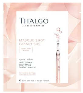 THALGO SOS Maske – biologisch abbaubare Cellulose-Tuchmaske mit Cold-Cream-Marine-Komplex (Algenöl, Wachs, konzentriertes Meerwasser), beruhigt sensible Haut (20 ml)